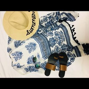 Blue swim suit cover up